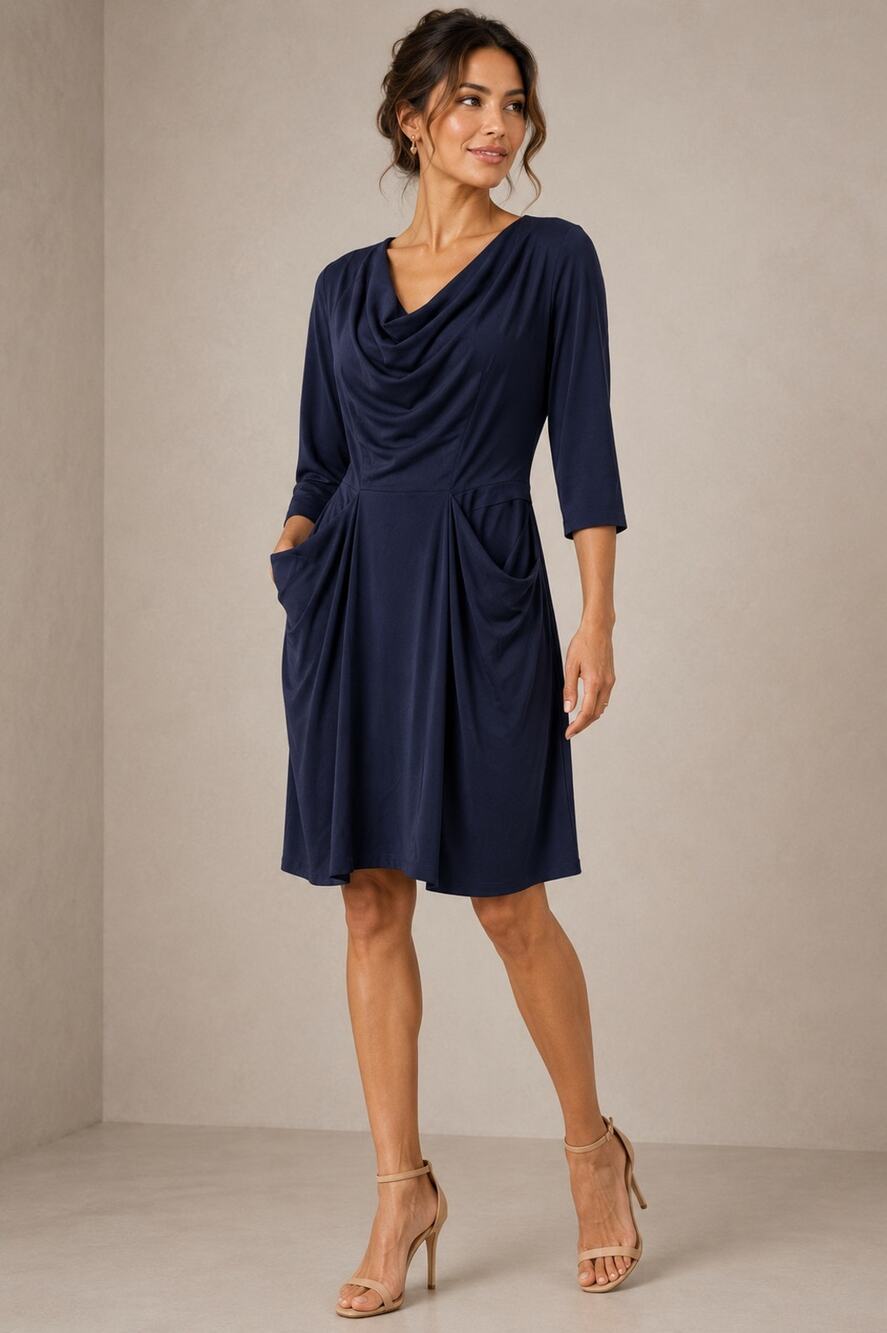 BCBGMAXAZRIA Architectural Draped Pocket Dress M Art To Wear